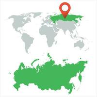 Detailed map of Russia and World map navigation set. Flat vector illustration.