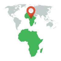 Detailed map of Africa and World map navigation set. Flat vector illustration.
