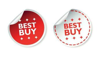 Best buy sticker. Business sale red tag label vector illustration on white background.