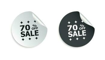 Sale sticker. Sale up to 70 percents. Business sale tag label vector illustration on white background.