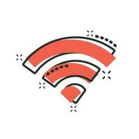 Wifi internet icon in comic style. Wi-fi wireless technology vector cartoon illustration pictogram. Network wifi business concept splash effect.