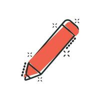 lápiz con icono de borrador de goma en estilo cómico. pictograma de ilustración de dibujos animados de vector de resaltador. efecto de salpicadura de concepto de negocio de lápiz.