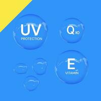 UV protection on white background,bubble shield. Solar protection screen from UV rays vector