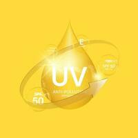 UV protection on white background,bubble shield. Solar protection screen from UV rays vector