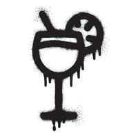 Cocktail icon graffiti with black spray paint vector