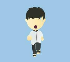 Muslim Child Character Running Pose Vector