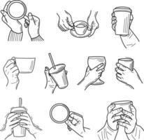hand hold a cup vector
