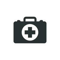 primero ayuda equipo icono en plano estilo. salud, ayuda y médico diagnósticos vector ilustración en blanco aislado antecedentes. médico bolso negocio concepto.