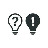 Problem solution icon in flat style. Light bulb idea vector illustration on white isolated background. Question and answer business concept.