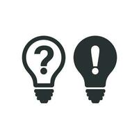 Problem solution icon in flat style. Light bulb idea vector illustration on white isolated background. Question and answer business concept.