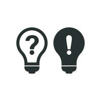 Problem solution icon in flat style. Light bulb idea vector illustration on white isolated background. Question and answer business concept.