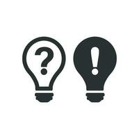 Problem solution icon in flat style. Light bulb idea vector illustration on white isolated background. Question and answer business concept.