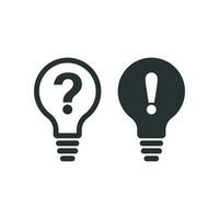 Problem solution icon in flat style. Light bulb idea vector illustration on white isolated background. Question and answer business concept.