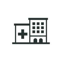 Hospital building icon in flat style. Infirmary vector illustration on white isolated background. Medical ambulance business concept.