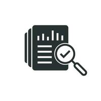 Audit document icon in flat style. Result report vector illustration on white isolated background. Verification control business concept.