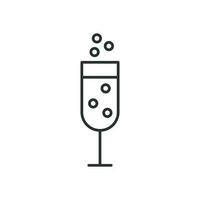 Champagne glass icon in flat style. Alcohol drink vector illustration on white isolated background. Cocktail business concept.