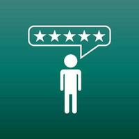 Customer reviews, rating, user feedback concept vector icon. Flat illustration on green background.