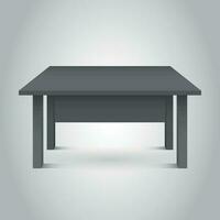 Vector 3d table for object presentation. Empty dark top table on grey background.