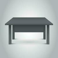 Vector 3d table for object presentation. Empty dark top table on grey background.