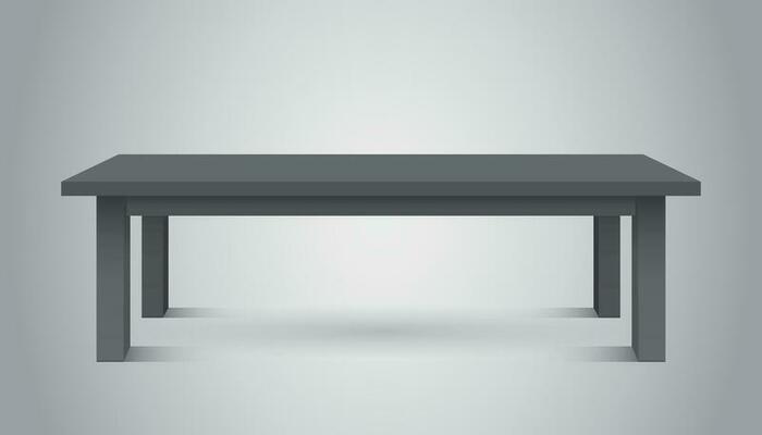 Vector 3d table for object presentation. Empty dark top table on gray background.