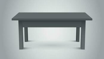 Vector 3d table for object presentation. Empty dark top table on grey background.