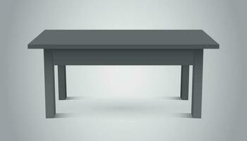 Vector 3d table for object presentation. Empty dark top table on grey background.