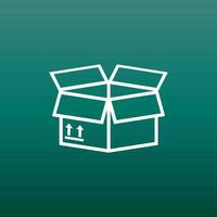 Open box icon. Shipping pack flat vector illustration on green background.