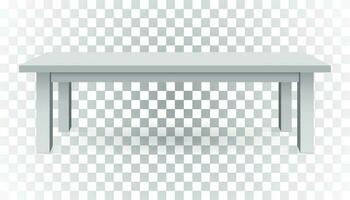 Vector 3d table for object presentation. Empty white top table on isolated background.