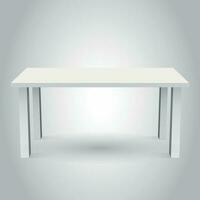 Vector 3d table for object presentation. Empty white top table isolated on gray background.