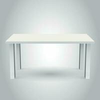 Vector 3d table for object presentation. Empty white top table isolated on gray background.