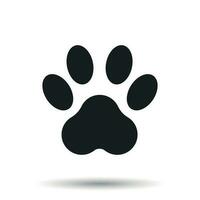 Paw print icon vector illustration isolated on white background. Dog, cat, bear paw symbol flat pictogram.