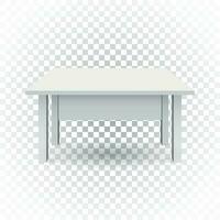 Vector 3d table for object presentation. Empty white top table on isolated background.