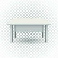 Vector 3d table for object presentation. Empty white top table on isolated background.