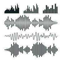 Vector sound waveforms icon. Sound waves and musical pulse vector illustration on white background.