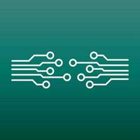 Circuit board icon. Technology scheme symbol flat vector illustration on green background.