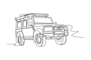 Continuous one line drawing road trip concept. Single line draw design vector graphic illustration.