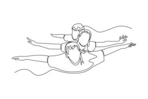 soltero uno línea dibujo contento gratis personas volador, flotante y saltando en aire. libertad concepto. continuo línea dibujar diseño gráfico vector ilustración.
