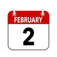 2  February, calendar date icon on white background. vector