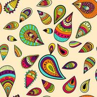 Seamless doodle pattern background with abstract cartoon leaves vector