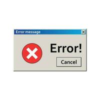 Error warning message. User Interface window. Virus alert illustration. vector