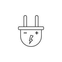 Plug vector icon in line style. Power wire cable flat illustration.