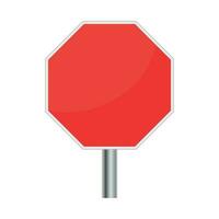 Blank red stop sign vector icon. Empty danger symbol vector illustration.