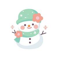 cute snowman in flat style isolated on background vector