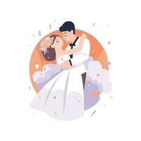 couple with lovely wedding in flat style isolated on background vector