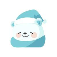 cute christmas bear in flat style isolated on background vector