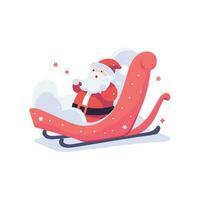 Navidad Papa Noel trineo en plano estilo aislado en antecedentes vector