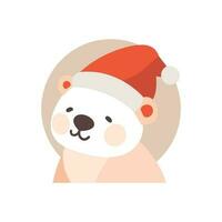 cute christmas bear in flat style isolated on background vector