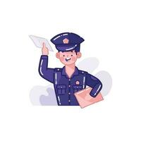 cute policeman in flat style isolated on background vector