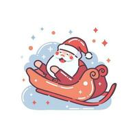 christmas Santa sleigh in flat style isolated on background vector