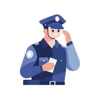 cute policeman in flat style isolated on background vector